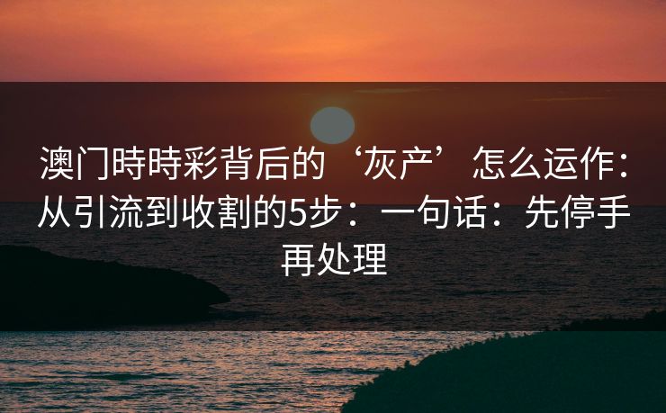 澳门時時彩背后的‘灰产’怎么运作：从引流到收割的5步：一句话：先停手再处理